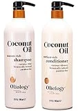 Oliology Nutrient Rich Coconut Oil Shampoo & Conditioner Combo Pack - Helps Restore Damaged Hair | Provides Intense Shine | Moisturizing | Made in USA, Cruelty Free & Paraben Free (32oz)