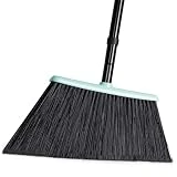 DALIPER Heavy Duty Broom Outdoor with Long Handle 55 Inches, Commercial 60 Degree Stiff Bristle Angled Brush for Sweeping Patio Garage Outside Indoor House Deck Porch Yard Restaurant Home Warehouse