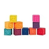 B. toys – Baby Blocks – Stacking & Building Toys For Babies – 10 Soft & Educational Blocks- Numbers, Shapes, Colors, Animals- One Two Squeeze- 6 Months +