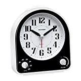 Peakeep Analog Alarm Clock Non-Ticking Silent, Optional 7 Wake-up Sounds with Volume Control, Nightlight and Snooze, AA Battery Operated (Black)