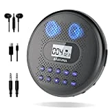 ARAFUNA Portable CD Player with Dual Stereo Speakers, Rechargeable CD Player for Car with Anti-Skip Protection, Walkman CD Player with Headphones and AUX Cable