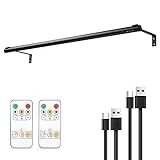 EAYOYAE Battery Operated Wireless Picture Light，Rechargeable/Plugged in 31.5inch Painting Display Light,Remote Control Wall Lights with Three Modes and Timing for Art Frame (Black)
