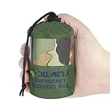 Delmera Emergency Sleeping Bag, Lightweight Survival Sleeping Bags Waterproof Thermal Emergency Blanket, Bivy Sack Survival Gear for Outdoor Adventure, Camping, Hiking, Orange, Green (Camouflage)