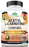 Acetyl L-Carnitine 1,500 mg High Potency Supports Natural Energy Production, Sports Nutrition, Supports Memory/Focus - 100 Veggie Capsules