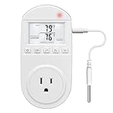 Temperature Controlled Outlet, Briidea Thermostat Outlet Compatible with Space Heaters, Window Air Conditioner, Fans, Widely Used for Household, Greenhouse, Reptile, Incubator, 110V 15A
