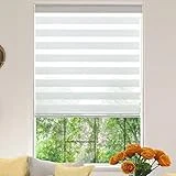 KALYSIE Zebra Roller Window Blinds,Custom Cut to Size,Roller Blinds Dual Layer Roller Shade Blinds, White, 30 to 110 inches Height, 12 to 102 Inches Width (White, Custom Size)