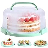Ohuhu Cake Carrier with Lid and Handle, BPA-Free Cake Containers Cake Holder for 10 inch Cake with 2 Handles Cupcake Carrier - Plastic Cover Two Sided Base for Transport Pies Nuts Fruit Perfect Gifts