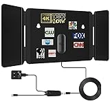 TV Antenna - Amplified HD Digital Indoor Antenna Long 200 Miles Range HDTV Antenna - 17ft Coax Cable Indoor Antenna for 4K HD Local Channels - Support All Television