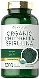 Carlyle Organic Chlorella Spirulina Tablets | 1300 Count | 50/50 Blend | Non-GMO and Gluten Free