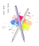 Stylus Pen for iPad, LUNTAK Stylus Pens for Apple/iPhone/Ipad pro/Mini/Air/Android/Microsoft/Surface All Capacitive Touch Screens Universal with 4 Replacement Tips (2 Pcs, Purple and Silver)