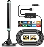TV Antenna Indoor, HD Antenna for Smart TV and All TV,TV Antenna for Local Channels,Support 4K 1080p with Signal Booster Antenna TV Digital HD Indoor & Outdoor- 16FT Coax HDTV Cable