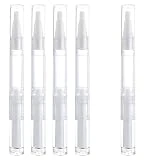 KEAIYYJ Nail Oil Pen Cuticle Oil Dispensers Liquid Foundation Tubes Lip Gloss Brush Travel Empty Refillable Cosmetic Containers Bottles, 3 ml 5 Pack