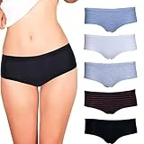 Emprella Women’s Boyshort Panties (5-Pack) Seamless, Breathable Cotton Underwear | Colors & Patterns Vary (Medium, Assorted)