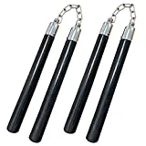 Nunchucks Safe Solid Rubber Training Nunchucks Nunchakus with Steel Chain and Bearing Ball System only for beginners ,Adults and Professionals Perform, Practice, Training,Exercise (2PCS-BLACK)