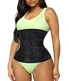 TrainingGirl Women Waist Trainer Cincher Corset Tummy Control Workout Sweat Band Slimmer Belly Belt Weight Loss Sports Girdle(3 Belt Black, Small)