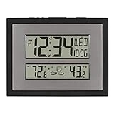 La Crosse Technology 512-65937-INT Atomic Digital Wall Clock with Temperature & Forecast in Black/Silver