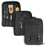 Chef Sac Elite Chef Knife Bag | Vintage Waxed Canvas Daypack | 20+ Pockets for Knives & Tools | Slots for Cleaver & Honing Rod | Water Resistant Material | Knife Organizer for Chefs (Black)