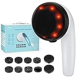 PAHTTO Cordless Cellulite Remover Massager, Professional Handheld Rechargeable Body Sculpting Machine for Belly Fat, Leg, Waist, Butt, with 8 Replaceable Massage Heads & 2 Mesh Covers, Blue