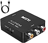 BD&M AV to HDMI Converter, RCA to HDMI, 1080P Mini RCA Composite CVBS Video Audio Converter Adapter Support PAL/NTSC for TV/PC/ PS3/ STB/Xbox VHS/VCR/Blue-Ray DVD Players - Black