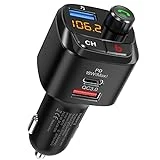 Nulaxy Bluetooth 5.0 FM Transmitter for Car, QC3.0 & USB-C PD 18W Wireless Bluetooth Radio Adapter Music Player/Car Kit with Bass Booster, Hands-Free Calls-NX12