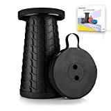 Boreeman Upgraded Folding Stool Lightweight Yet More Sturdy with Load Capacity 400lbs Portable Collapsible Stool Retractable Stool for Camping Fishing Hiking BBQ (Black)