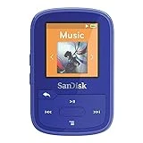SanDisk 32GB Clip Sport Plus MP3 Player, Blue - Bluetooth, LCD Screen, FM Radio - SDMX32-032G-G46B