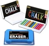 Huntz Dustless Chalk With Microfiber Eraser (Washable & Reusable) (12 White Chalks + 12 Colored Chalks + Eraser)