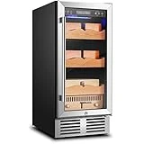 BODEGA Electric Cigar Cooler Humidor 82L, Large Cabinet for 550 Counts with 3 Layers Spanish Cedar Wood Shelves & Drawer,Quiet Operation,LED Lighting, Cooling Function,Gift for Men,Business Partners