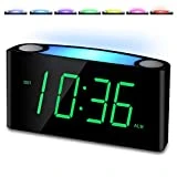 Alarm Clock for Bedroom, 7.5' Large Display LED Digital Clock with 7 Color Night Light,USB Phone Charger,Dimmer,Battery Backup,Easy to Set Loud Bedside Clock for Heavy Sleepers Adult Teen Kid Boy Girl