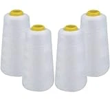 IZO Home Goods 4-Pack of 6000 Yards (Each) White Serger Cone Thread All Purpose Sewing Thread Polyester Spools Overlock (Serger,Over Lock, Merrow, Single Needle)
