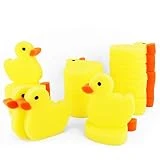 20 Pcs Hot Tub Oil Absorbing Sponge, Oil Absorbing Scum Sponge for Hot Tub Kitchen Scum Sponge for Pool Spa Scum Sponge Cleaning Accessories Duck Shape (Yellow)