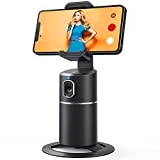 Auto Face Tracking Phone Holder, No App Required, 360° Rotation Face Body Phone Tracking Tripod Smart Shooting Camera Mount for Live Vlog Streaming Video, Rechargeable Battery-Black