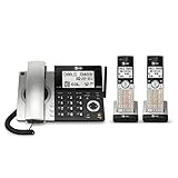 AT&T CL84207 DECT 6.0 2-Handset Corded/Cordless Phone for Home with Long Range, Answering Machine, Call Blocking, Caller ID Announcer, Intercom, and Line-power mode, Silver/Black
