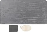 Canero - Stone Bath Mat, Diatomaceous Earth Shower Mat, Non-Slip Super Absorbent Quick Drying Bathroom Floor Mat, Natural, Easy to Clean (28.5 x 15 Grey)