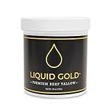 HRR Enterprises Inc.,Liquid Gold Premium Beef Tallow - Pure Tallow Rendered from Beef Fat - Cooking Oil with No Preservatives - For Deep Frying,Flavoring,Grilling,Roasting & Candle-making - 32oz Jar