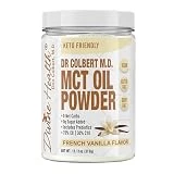 Keto Zone® MCT Oil Powder | French Vanilla | 315 G | 30 Day Supply | Dr. Colbert's Keto Zone Diet Book | Coffee Creamer | 70% C8 30% C10 | 0 Net Carbs