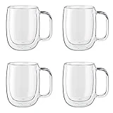 ZWILLING Sorrento Plus 4-pc Double Wall Glass , Insulated Coffee Mug, Clear
