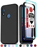 LeYi for Moto E Phone Case, Moto E Case with [2 x Tempered Glass Screen Protector] for Women Men, Full-Body Shockproof Soft Liquid Silicone Protective Phone Cover Case for Motorola Moto E 2020, Black