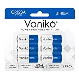 Voniko CR123A Lithium Batteries (6-Pack) – Photo Non-Rechargeable Lithium Battery –3 Volt 123 Battery Lithium 10 Years Shelf Life