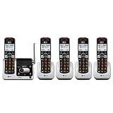 AT&T BL102-5 DECT 6.0 5-Handset Cordless Phone for Home with Answering Machine, Call Blocking, Caller ID Announcer, Audio Assist, Intercom, and Unsurpassed Range, Silver/Black