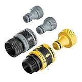 Melnor 65134AMZ 5 Piece Quick Connect Starter Set Connector Bundle, Yellow, Black, Grey