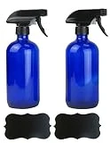 DII Chalkboard Label Refillable Glass Spray Bottle Set, 16 oz, Cobalt Blue S/2