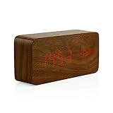 OCT17 Wooden Digital Alarm Clock, Multi-Function Smart Alarm Clock, LED Light Alarm Clock with USB Power Supply, Voice Control, Thermometer - Brown
