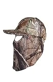 QuikCamo Mossy Oak Original Bottomland Camo Hat with Built-in 3D Leafy Face Mask, Turkey Hunting Gear for Ghillie Suits and Bowhunting (Adjustable, One Size Fits Most)