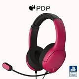 PDP AIRLITE Wired Playstation 5 Headset with Noise Cancelling Boom Microphone: PS5/PS4/PS3 Console/PC (Cosmic Red)
