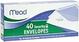 Mead #10 Envelopes, Security Printed Lining for Privacy, Gummed Closure, All-Purpose 20-Ib Paper, 4-1/8' x 9-1/2', White, 40 Letter Size Envelopes per Box (75214)