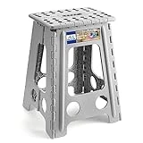 ACKO Folding Step Stool 17.5 Inch Stool 400 LB Weight Capacity Plastic Foldable Step Stools for Adults and Kids, Folding Stool Suitable for Kitchen, Stepping Stool with Handle Grey Step Stool 1PC