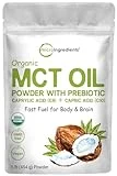 Organic MCT Oil Powder with Prebiotic Fiber,1 Pound(16 Ounce), Fast Fuel for Body and Brain, C8 MCT Oil for Coffee Creamer, Delicious for Tea, Smoothie, Drink and Beverage, No GMOs, Keto Diet, Vegan