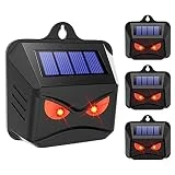 Solar Nocturnal Animal Repeller, 4 Pack Animal Deterrent Devices with Red LED Light, Waterproof Predator Repellent Outdoor, Deer Coyote Fox Skunk Rabbit Repellent for Garden Yard Farm Chicken Coop
