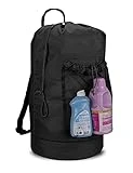 Dalykate Backpack Laundry Bag with Shoulder Straps and Mesh Pocket Durable Nylon Clothes Hamper Bag with Drawstring Closure for College, Travel, Laundromat, Apartment
